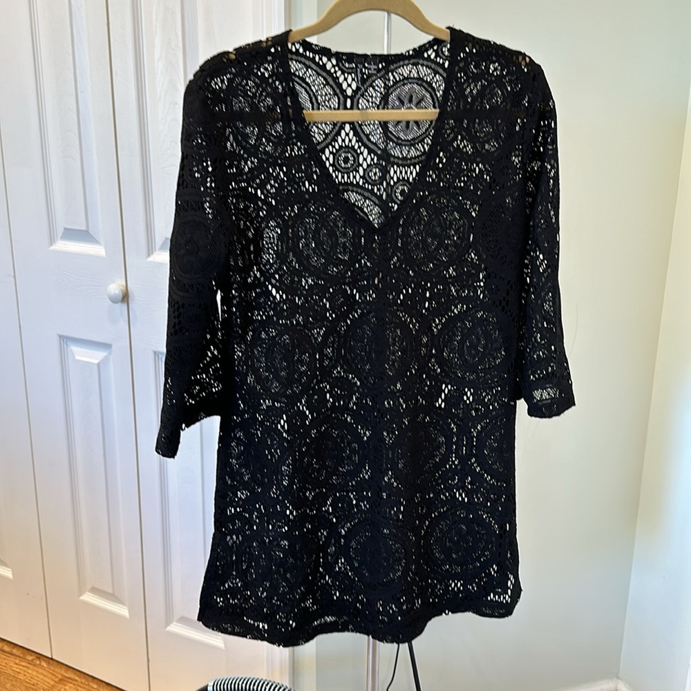 Stunning black lace beach cover-up